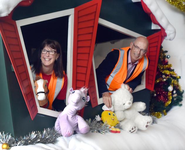 Dunedin Santa Parade trustee Carmel Spencer and chairman John Marsh look out from one of the...