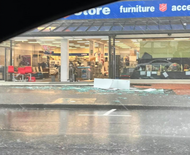 The Salvation Army shop in Hutt Valley was damaged in the storm. Photo: Matt Thomason