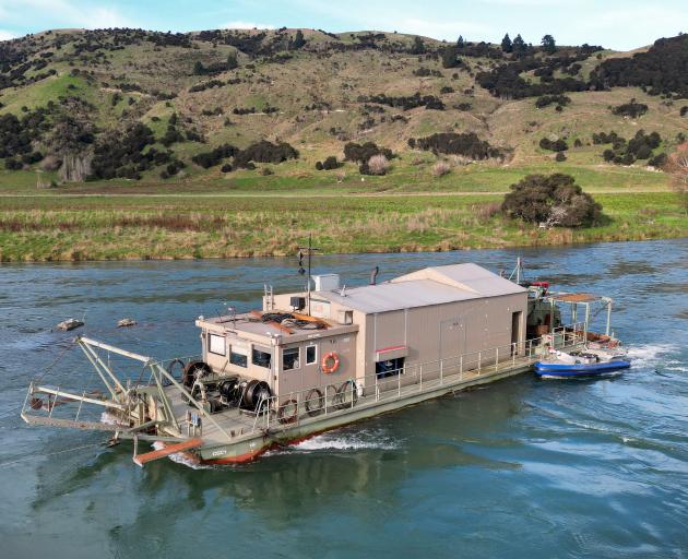 The Cold Gold Clutha Ltd dredge works the Clutha River below Beaumont. PHOTO: STEPHEN JAQUIERY