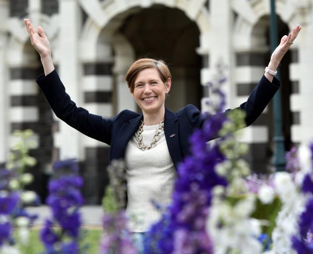 Outside the Dunedin Railway Station, British High Commissioner to New Zealand Iona Thomas...