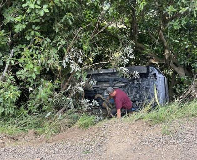 A family of five tourists were luckily uninjured after their vehicle flipped after crashing on...