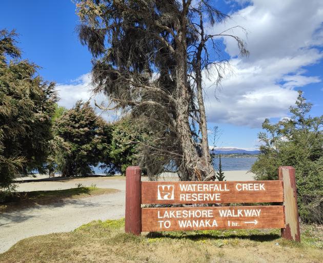 Waterfall Creek Reserve, the site near where a body was recovered from Lake Wanaka on Sunday...