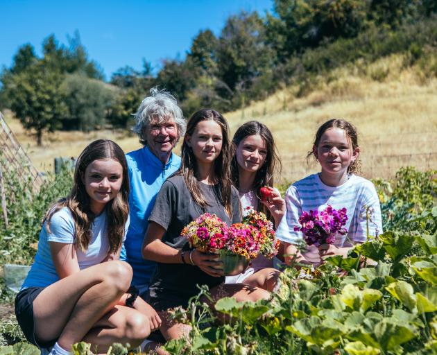 Arrowtown's Jill Egerton with Arrowtown school pupils Isobel Eady, Rose Gallie, Frankie Sim and...