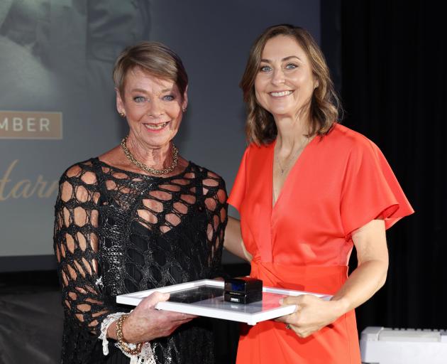 Joan Harnett-Kindley (left) was inducted into the hall of fame by Netball New Zealand chief...