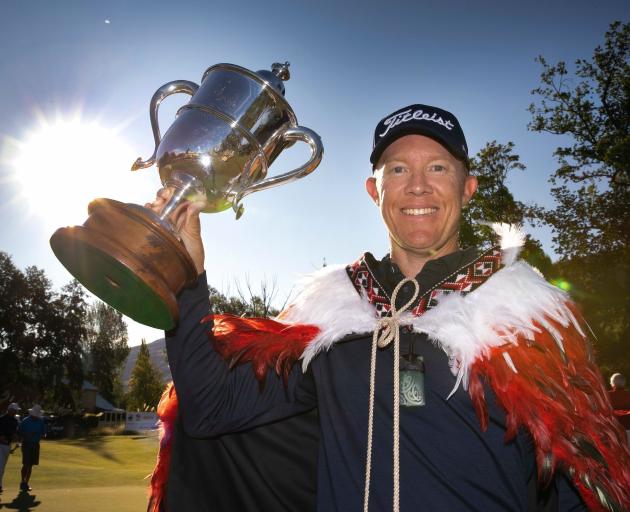 Aussie pro golfer Brad Kennedy with the Brodie Breeze after his second NZ Open win in 2020. PHOTO...