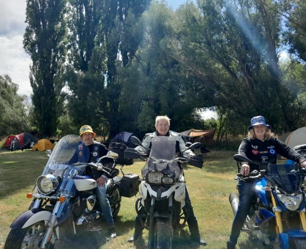 Motorbike enthusiasts (from left) Arran ‘Mace’ Mason, Mel Peck and Tracy Mason, all of Dunedin,...