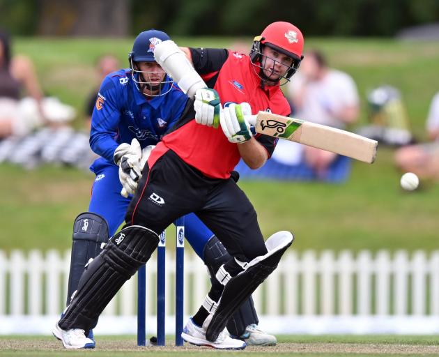 Canterbury batter Tom Latham works the ball away during the Ford Trophy final against Auckland at...