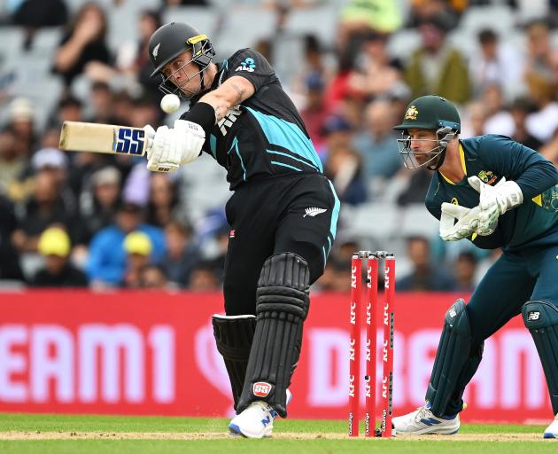 New Zealand's Finn Allen hit just one six before being caught at point. Photo: Getty Images