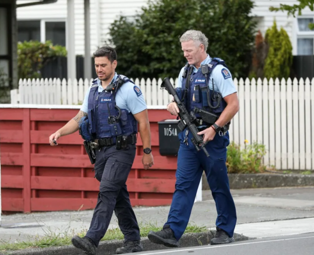 Police negotiators are speaking with an armed man at a Lower Hutt home. Photo: RNZ / Angus Dreaver