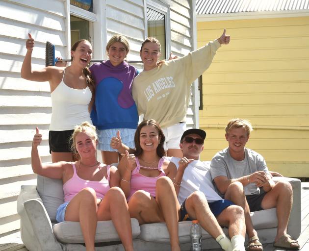 University of Otago students (back row from left) Beth Nicholson, Millie McHugh, Lily Wilson, ...
