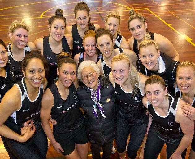 The late Taini Jamison (centre) pictured with the Silver Ferns in 2016 ahead of the Taini Jamison...
