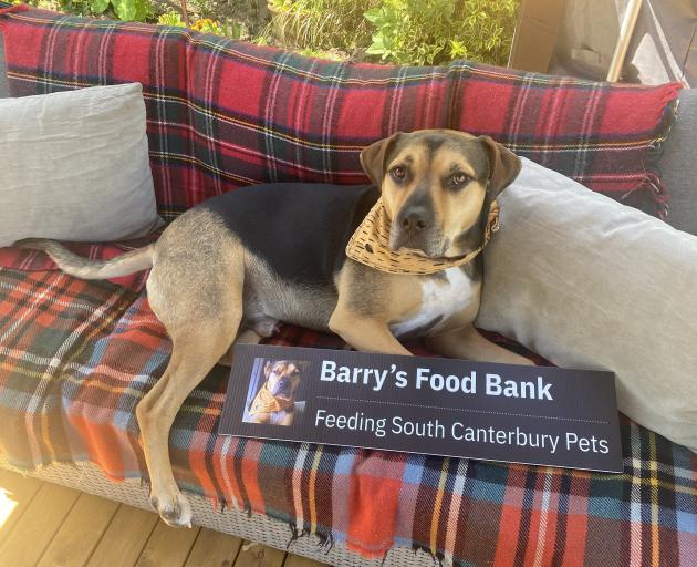 While lazing on his favourite couch, Barry admires the new sign for the foodbank named in his...