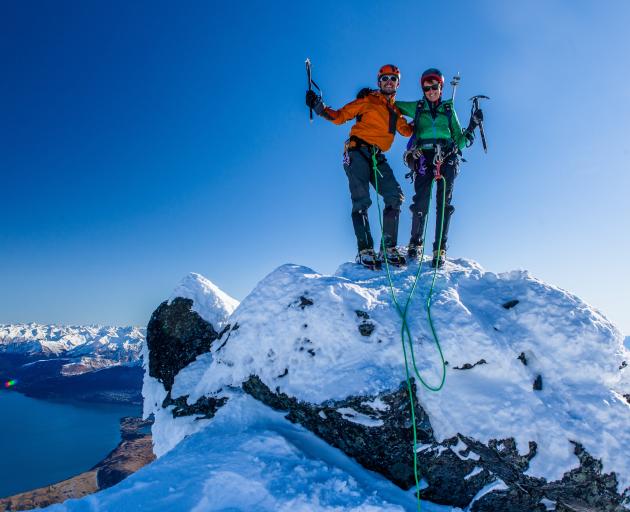Climbers on top of the Remarkables Single Cone peak in winter. A local mountain guide is warning...