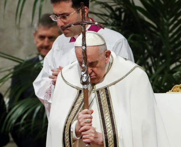 Pope Francis said mass at St Peter's Basilica on Holy Thursday. Photo: Reuters