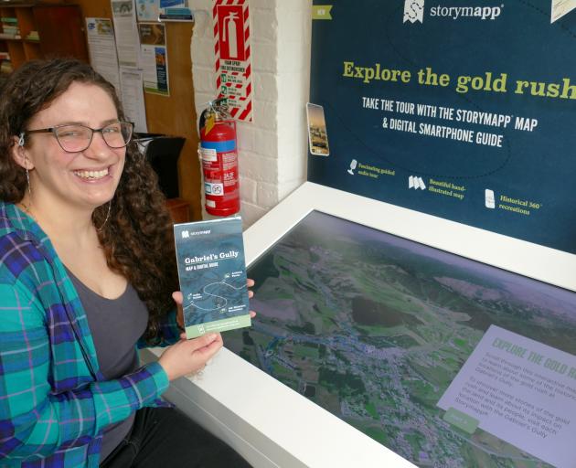 Tuapeka Goldfields Museum & Visitor Centre manager Jess Weichler demonstrates Lawrence’s new...