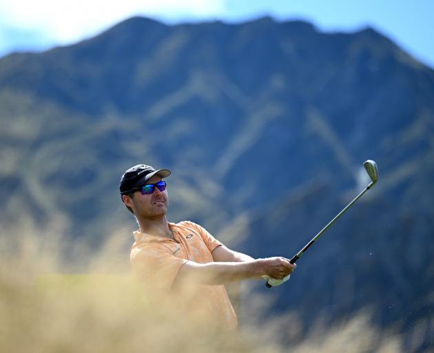 Australia's Matthew Griffin tees off during day three of the New Zealand Open at Millbrook. Photo...