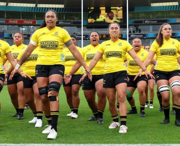 Hurricanes Poua perform their haka during the round two Super Rugby Aupiki match against Matatu...