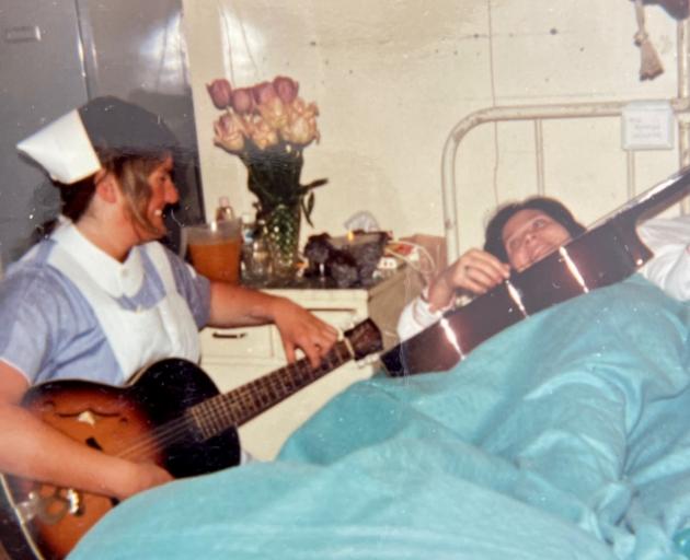 Student nurse Sue Ryan (née Osborne) and Vallette played music to raise the Frenchwoman’s spirits...