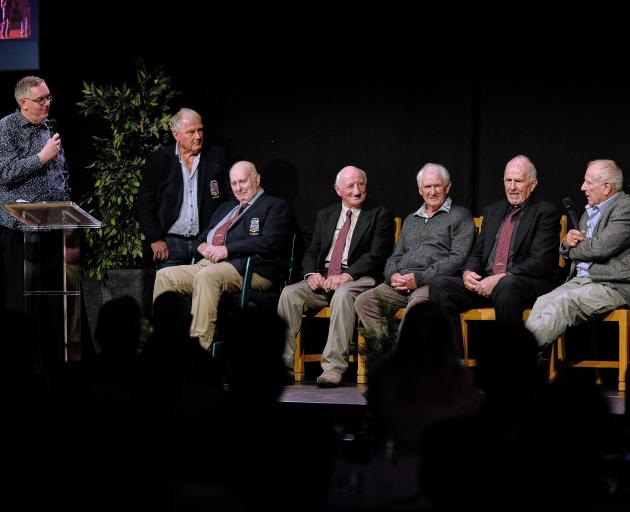On stage at the Network Waitaki Sports Awards are (from left) Otago Daily Times sports editor...