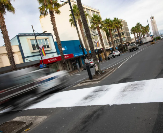 The rainbow crossing has been completely painted over. Photo: RNZ / Angus Dreaver