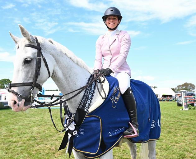 Sophie Fountain and My Tirohanga Delight "Deli’’ won the Speed Pony Champ 1.20m at the Land Rover...