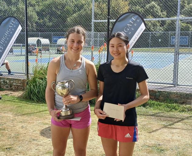 Women's singles champion Charlie Byers (left) with finalist Aminah Ahmad. PHOTO: SUPPLIED