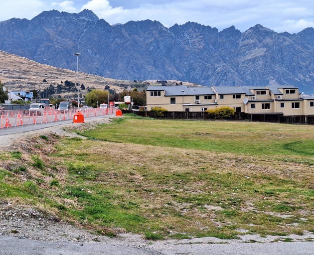 The site, which adjoins busy Frankton Rd, slopes towards Lake Wakatipu. PHOTO: GUY WILLIAMS