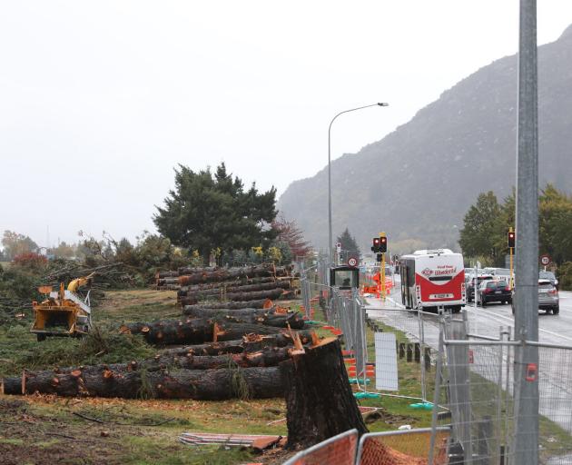 Trees are removed from near the Frankton intersection on State Highway6 near Queenstown as work...