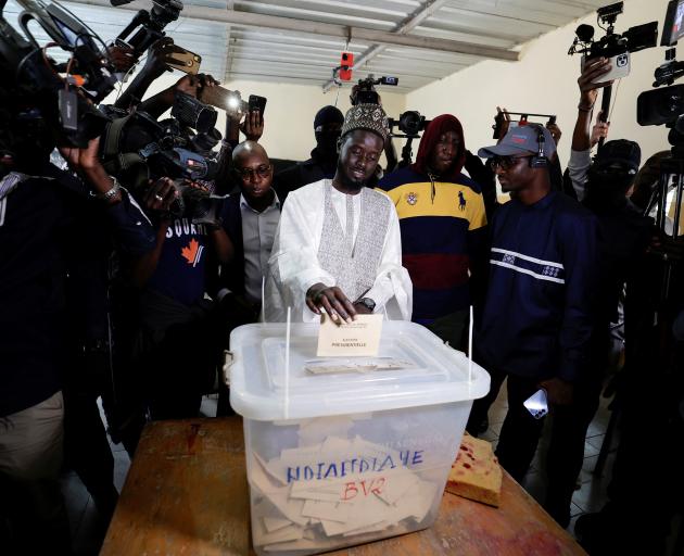 Senegalese presidential candidate Bassirou Diomaye Faye, who is backed by Senegalese opposition...