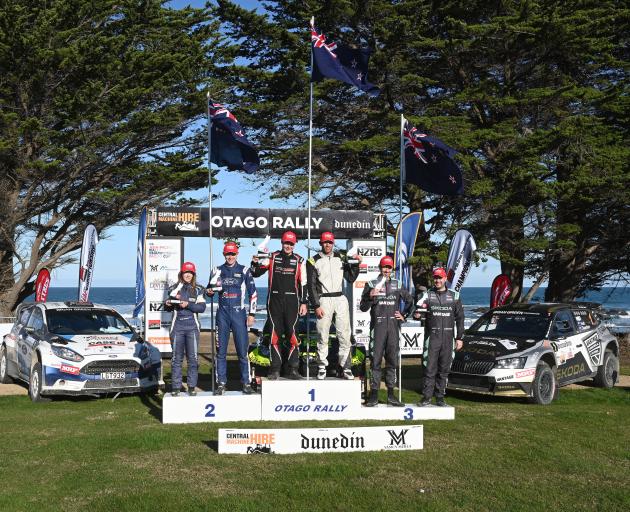 Otago Rally winner Jack Hawkeswood, of Whitford, and his co-driver, Jason Farmer, of Auckland,...