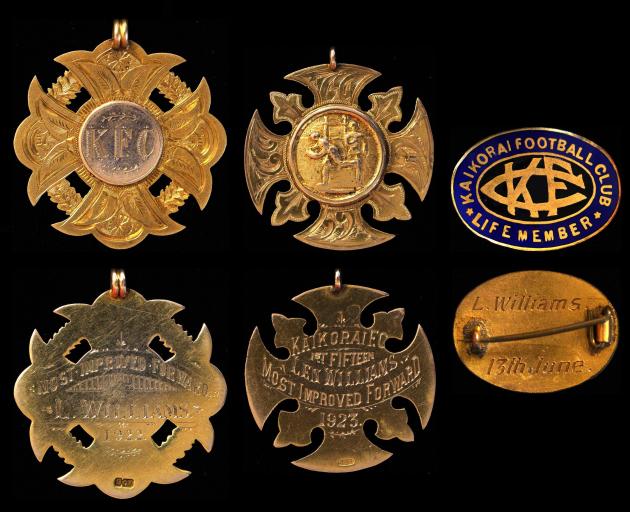 Rugby medals awarded to Dunedin rugby player and former All Black 
...