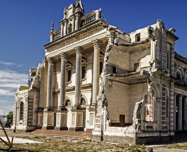 The badly damaged cathedral before its demolition in 2019. Photo: Supplied / Peter Fleming / RNZ