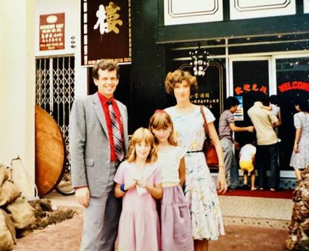 The Bathurst family during Ralph's teaching stint in Singapore. Photo: Supplied