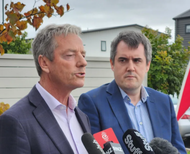 Andrew Bayly and Chris Bishop in Auckland today announcing lending changes by the government....