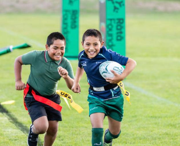 Whitau School brothers Revival (left) and Amazing play rippa rugby. Photo: Supplied