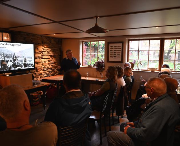 Cardrona Heritage Trust member John Scurr addresses the audience during a launch event for an...