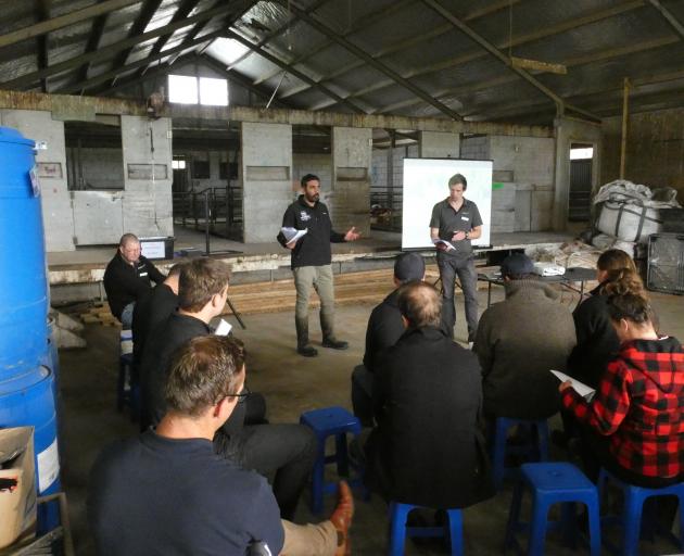 Canterbury/North Otago’s Dairy Manager of the Year Jaspreet Singh (centre) describes his first...