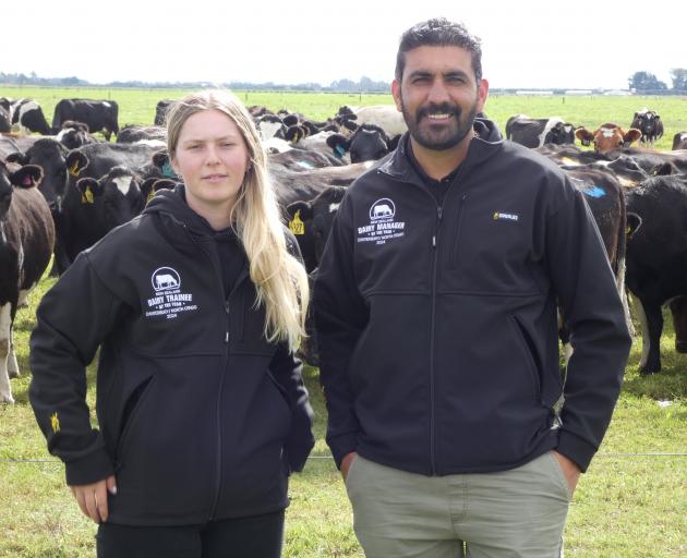 Canterbury-North Otago Dairy Trainee of the Year Monique Radford and Dairy Manager of the Year...