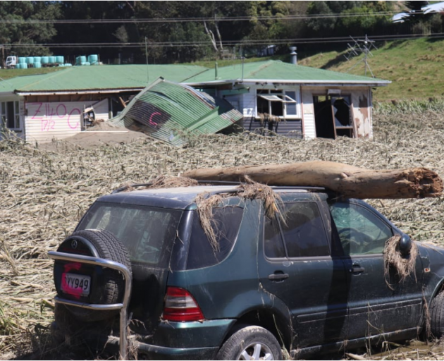 A severely damaged house in Esk Valley, Hawke's Bay in the aftermath of Cyclone Gabrielle Photo:...
