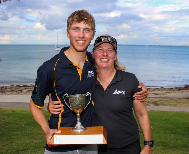 Zach Stibbe celebrates his win with his mother Jenny Armstrong, who has represented New Zealand...