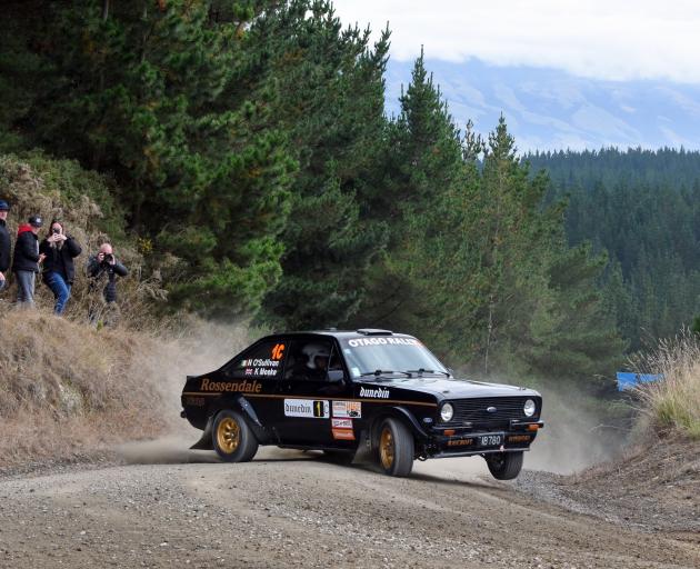Eventual Otago Classic Rally winner Kris Meeke negotiates a corner during special stage 9, near...