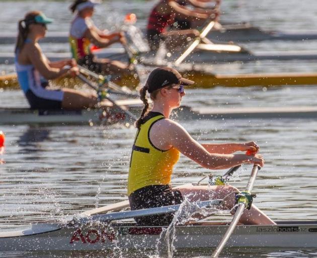 Oamaru rower Emma Spittle competes at the New Zealand Rowing Championships earlier this season....