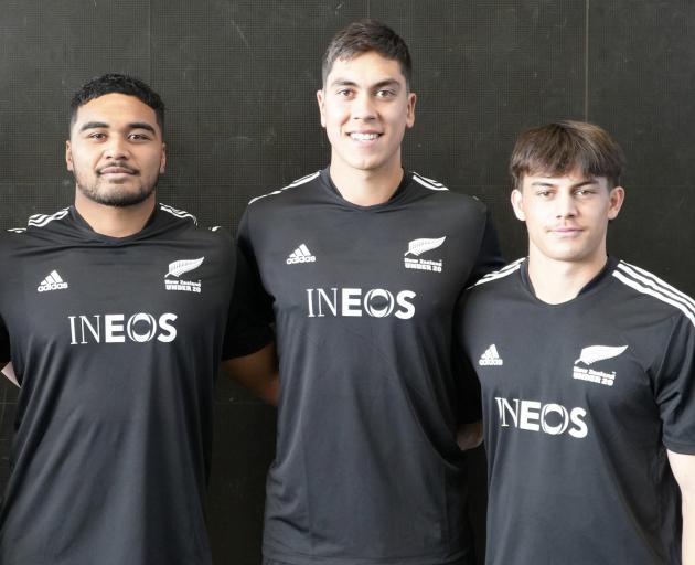 Otago players in the New Zealand under-20 rugby team (from left) A-One Lolofie, Josh Whaanga and...
