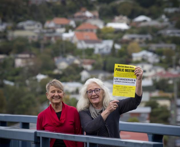 Reduce Rates Group members Robyn Vintiner (left) and Sandy Lotus are concerned about the Dunedin...