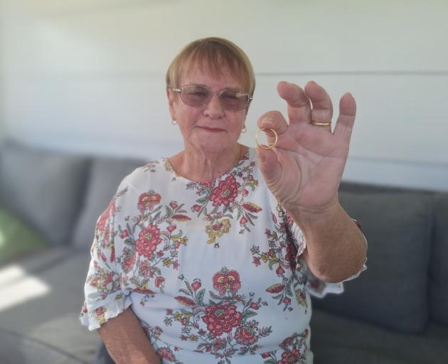 Janice McGuire is now keeping the ring in a safe place. PHOTO: GREYMOUTH STAR

