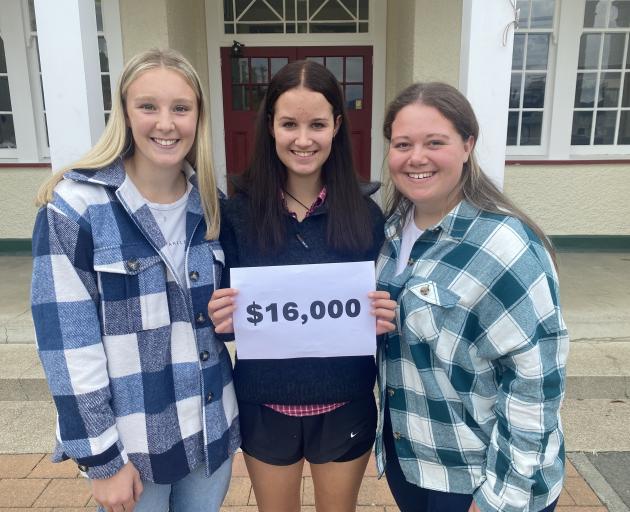 Celebrating having raised more than $16,000 for their upcoming Relay For Life are Waimate High...
