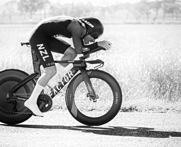 Reef Roberts during his winning time trial ride in Brisbane last month. PHOTO: PHILIP CHANDLER