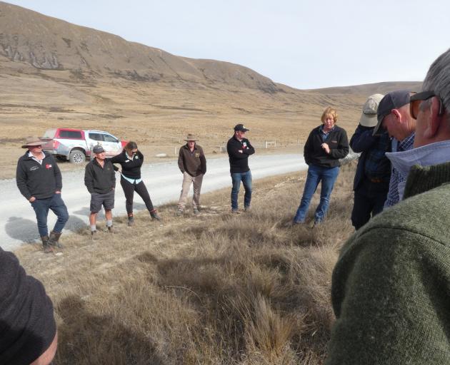 High country farmers listen to Castle Ridge Station co-owner Kerry Harmer.
