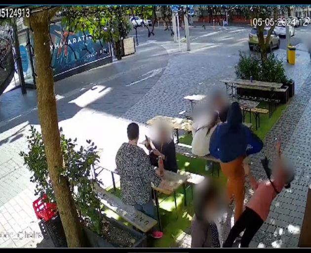 A screengrab of a video shows a woman knocked to the ground on Federal Street in central Auckland...