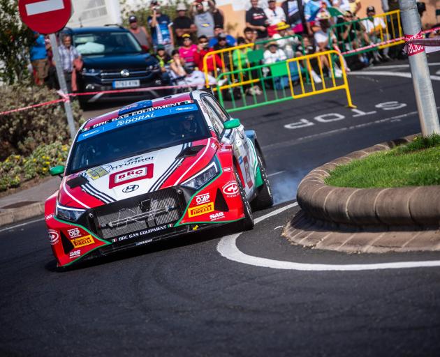 Hayden Paddon navigates a bend during Rally Islas Canarias at the weekend. PHOTO: SUPPLIED